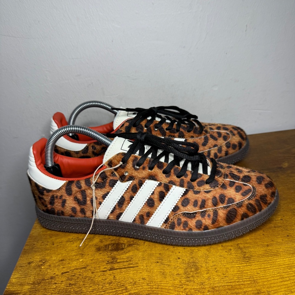 Adidas Samba OG 'Preloved Red' Leopard Print Sneakers Womens SZ 7.5 Brown NO BOX